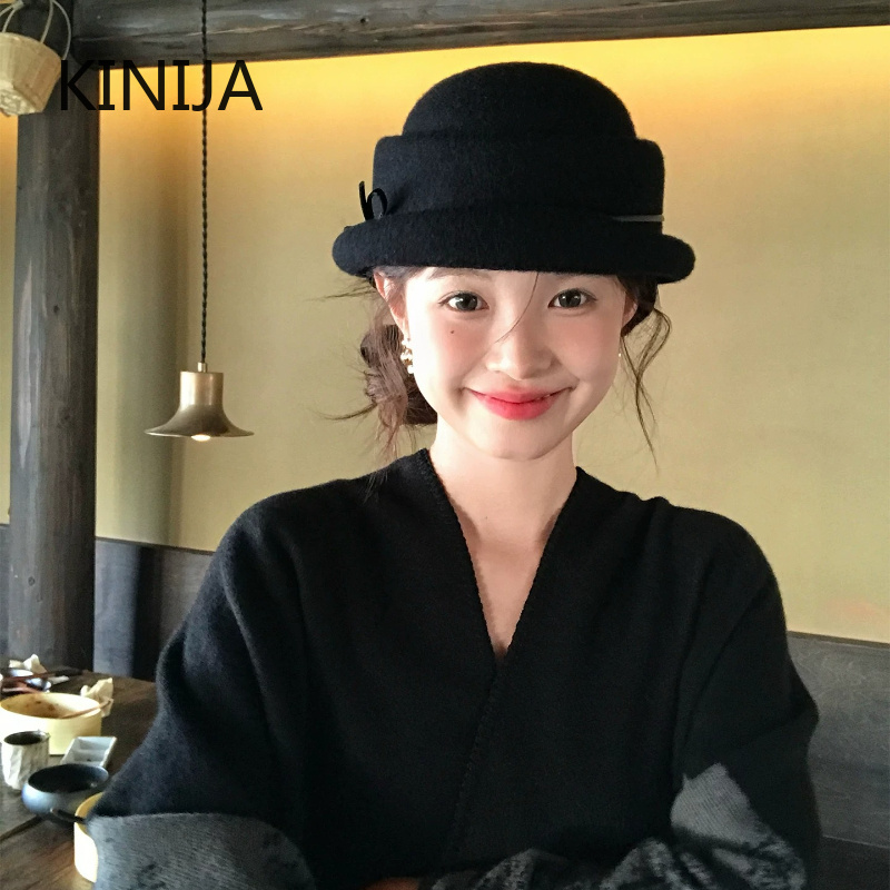 Beret French Wool - Hepburn Style Wool Top Hat Beret