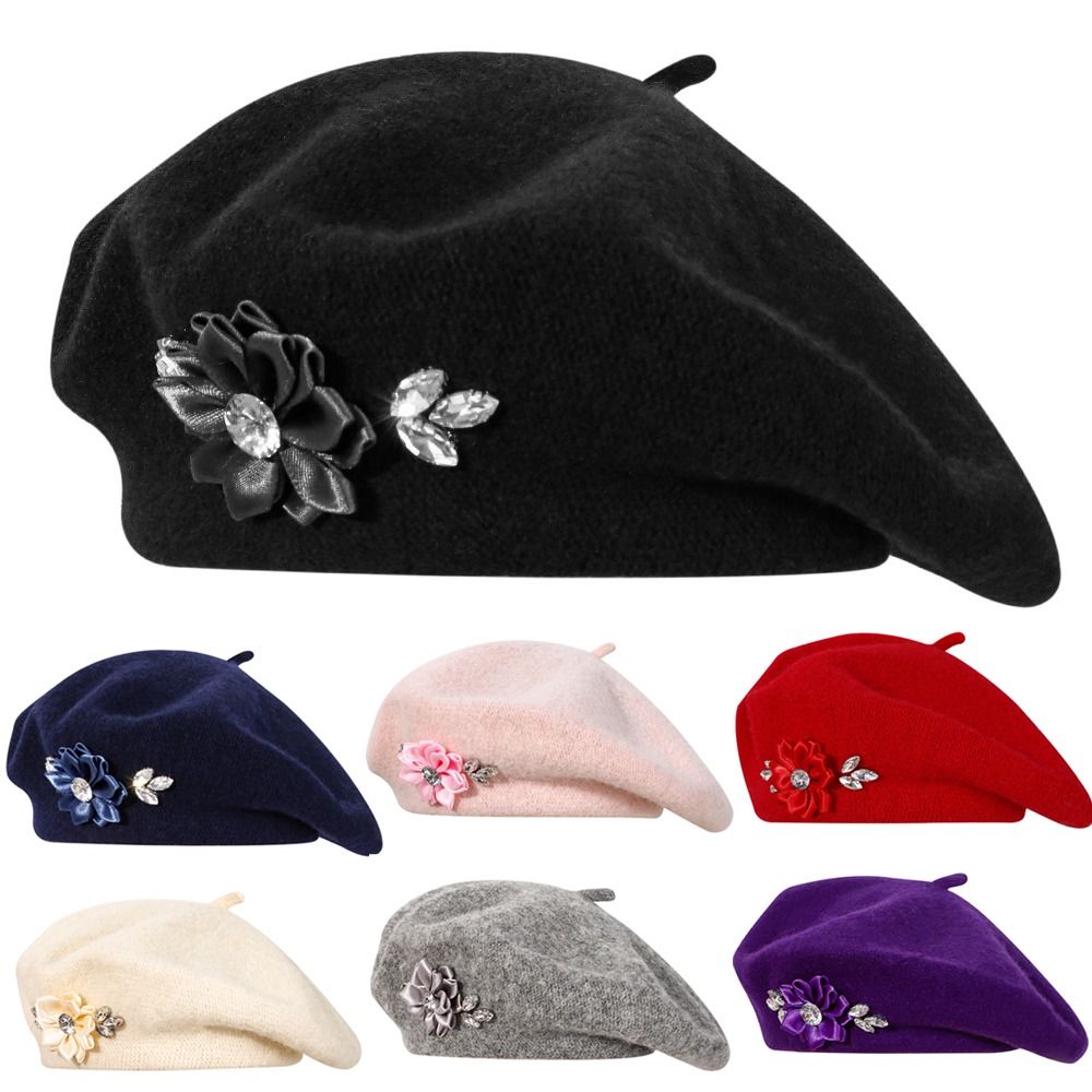 Soft Wool Knitted Beret Hat Fl - Beret French Wool recension och pris
