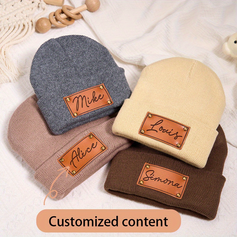Custom Leather Patch Beanie Cu - Beanie Cuffed Knit recension och pris