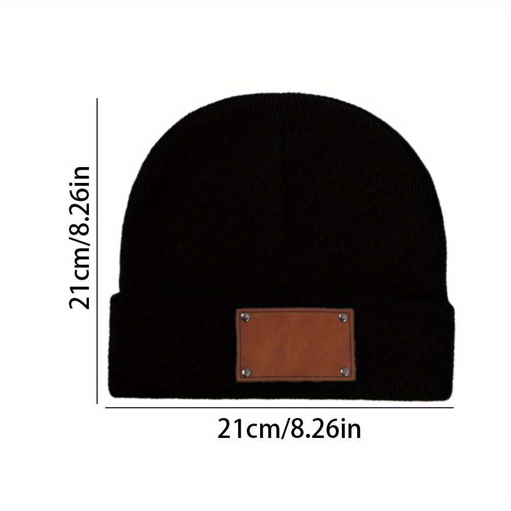 Custom Leather Patch Beanie Cu - Beanie Cuffed Knit recension och pris