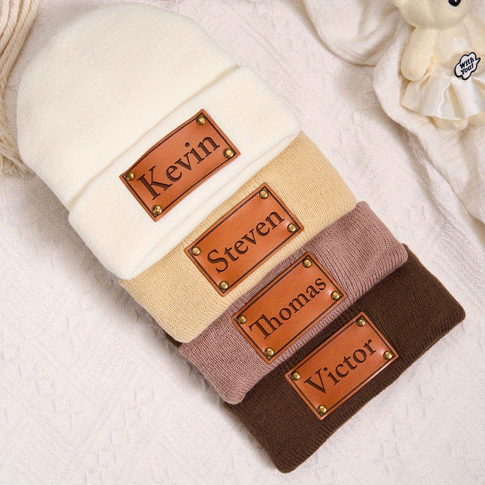 Custom Leather Patch Beanie Cu - Beanie Cuffed Knit recension och pris