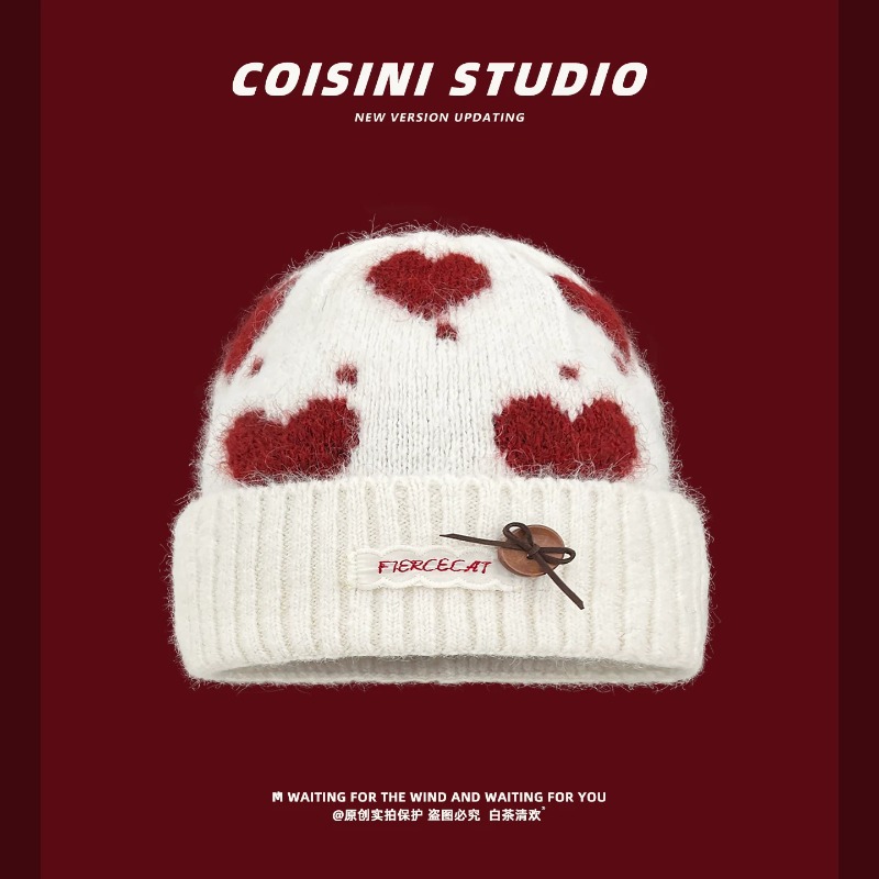 Sweet Heart Pattern Jacquard F - Beanie Cuffed Knit recension och pris