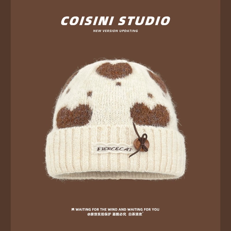Sweet Heart Pattern Jacquard F - Beanie Cuffed Knit recension och pris