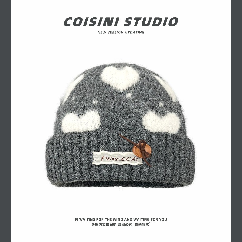 Sweet Heart Pattern Jacquard F - Beanie Cuffed Knit recension och pris