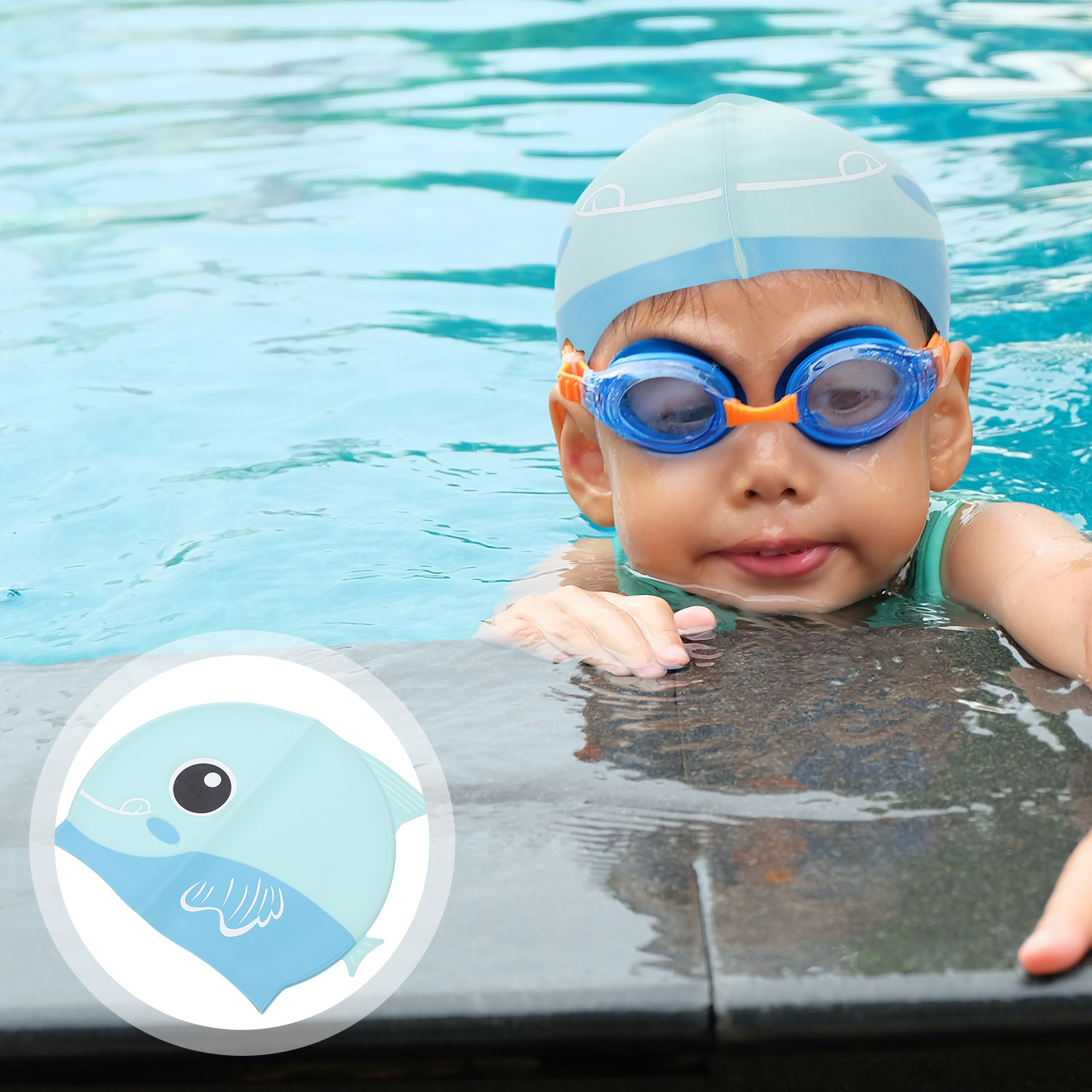 Kids Silicone Swim Cap with Ex - Swim Hat Silicone recension och pris