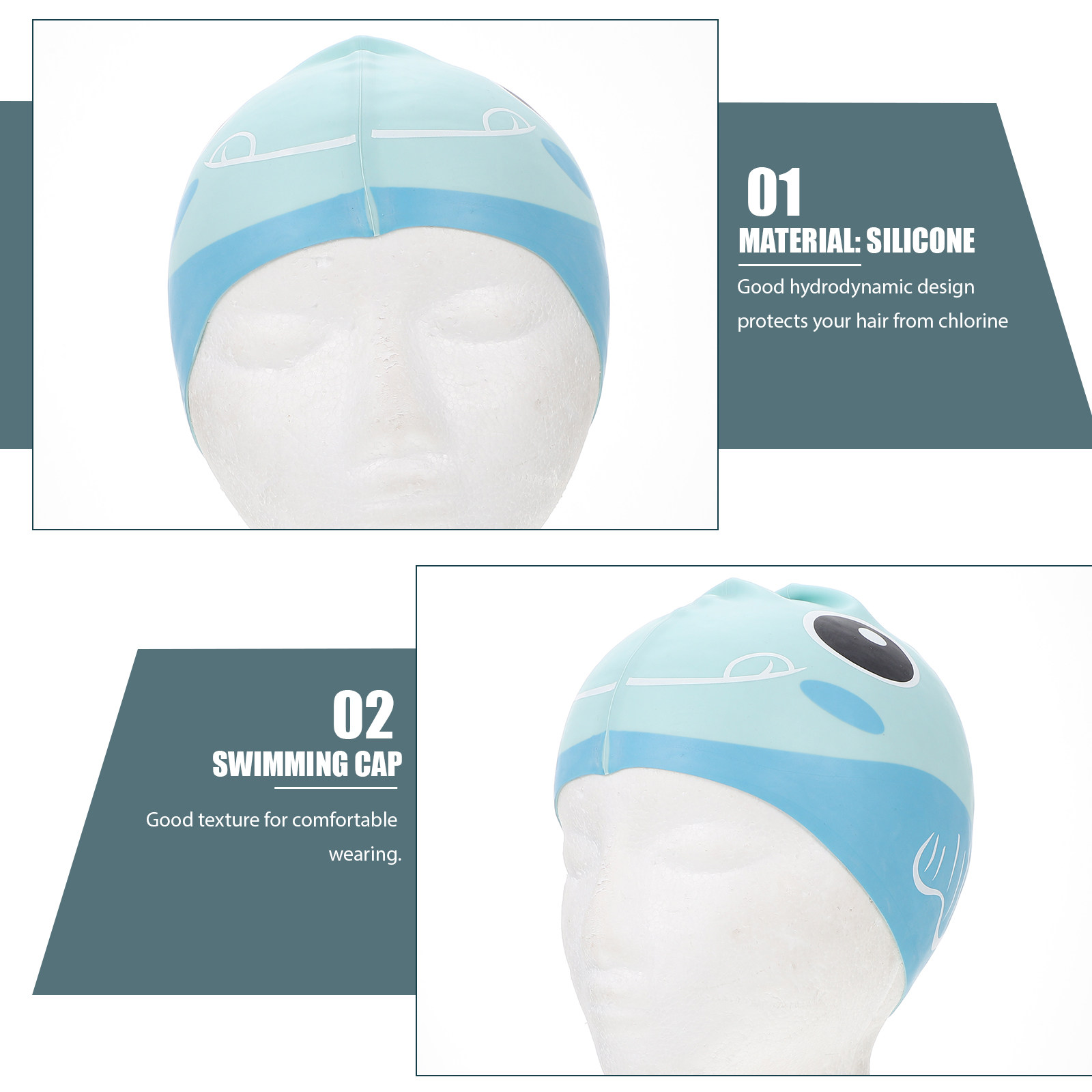 Kids Silicone Swim Cap with Ex - Swim Hat Silicone recension och pris