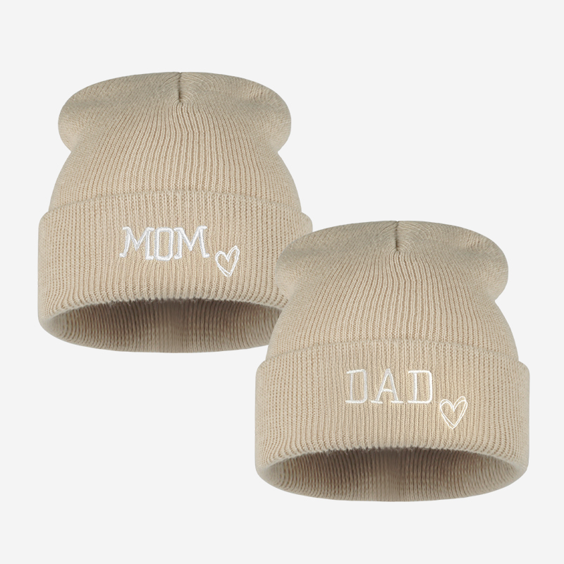 2pc Adult MOM DAD Embroidery M - Beanie Cuffed Knit recension och pris