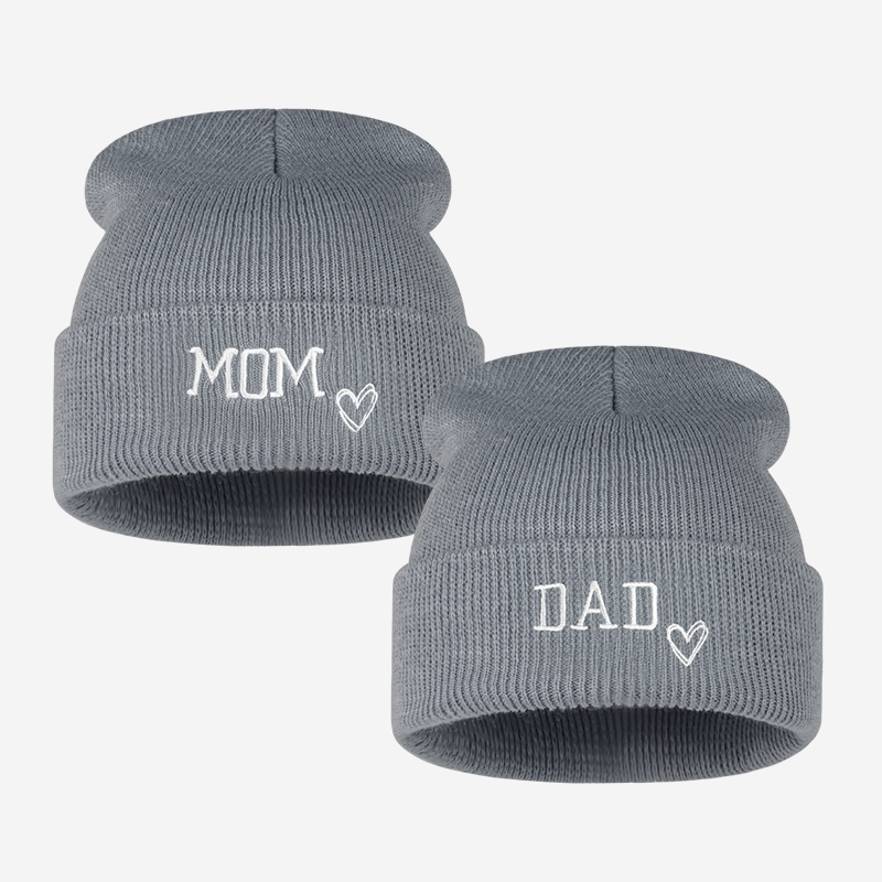 2pc Adult MOM DAD Embroidery M - Beanie Cuffed Knit recension och pris