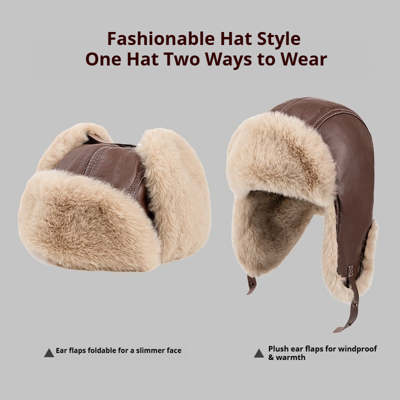 Men Winter Warm PU Leather Tra - Trapper Hat Ear Flap recension och pris