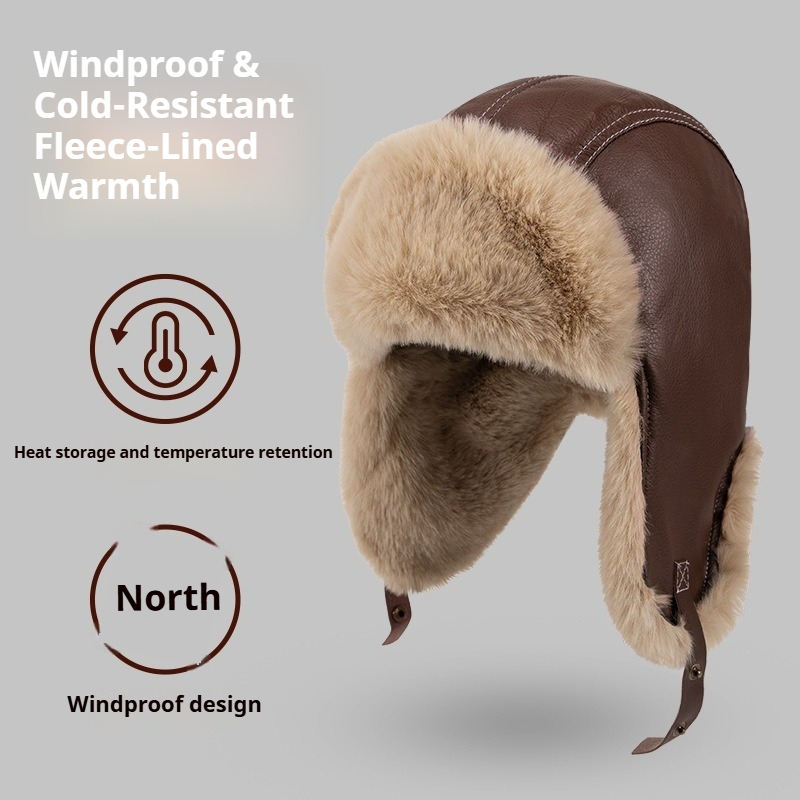 Men Winter Warm PU Leather Tra - Trapper Hat Ear Flap recension och pris